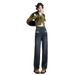 Retro Vintage Design Ripped Denim Straight-leg For Women, Autumn High-waisted Narrow Version, Loose-fitting, Drapey_ecoleips.com