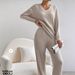 Spring/Summer V-Neck Long Sleeve Pants With Long Pants-Women's Sporty Casual Home Wear Set In Japanese Style_ecoleips.com