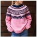 Women's Chunky Knit Sweater - Thick Jacquard Pullover (White/Green/Sunflower/Azure/Pink/Blue, S-5XL, Winter & Autumn Essential)_ecoleips.com