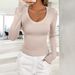 DiYun European And American Casual Versatile Solid Color Long-Sleeve Vest T-Shirt Women's Clothing 2025_ecoleips.com