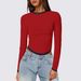 Women's Long Sleeve round Neck Slim Fit Color Block Short Pullover Top European And American Style Autumn Winter New Arrival_ecoleips.com
