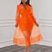 D3324 Plus Size Sexy Mesh Fashion Tie Shirt Dress Camisole Two-Piece Set_ecoleips.com