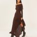 Women Elegant Off‑Shoulder Long Sleeve Dress Irregular Ruffle Hem Slimming Bodycon Maxi Dress Evening Party Wear_ecoleips.com