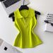 Women's Korean Style Collared Half Zip Sleeveless Knitted Vest Casual Pullover Sweater Multiple Colors For Spring And Summer_ecoleips.com