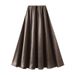 Satin Draped For Women 2025 Spring Autumn New A-line Long High-end Skirt 9903-1_ecoleips.com