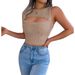 Instagram-style Real Shot Of Spring/summer European And American Sexy Hollow-out Sleeveless Fitted Crop Top Knit Shirt_ecoleips.com