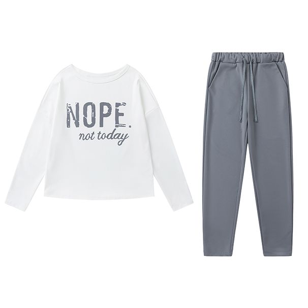 2025 Spring And Autumn New European And American One Word Collar Letter Printed Pocket Casual Long Sleeve Casual Set_ecoleips.com
