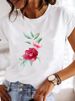 European And American Cross-border Foreign Trade Women's Floral Plant Print Round-neck Short-sleeve T-shirt Top_ecoleips.com