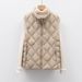 Pinghu Chixin 90 New National Standard Women's Autumn Winter Lightweight Down Jacket Wave Pattern Stand Collar Vest Coat_ecoleips.com