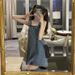 K Retro Denim Shoulder Strap Skirt For Women, Loose And Slimming New Style Dress, Age Reducing Short Skirt_ecoleips.com