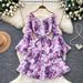 Women's French Romantic Style Floral Dress Bell Sleeve Waist Cinching Slimming Tiered Skirt Elegant Vacation Spring Autumn_ecoleips.com