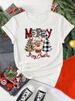 European And American Cross-border Foreign Trade Women's Clothing Christmas-themed Round-neck Printed Short-sleeve_ecoleips.com