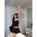 2025 Summer New Pure Desire Short Tube Vest Top Hot Girl High Waist Slim Pleated Skirt Set For Women_ecoleips.com