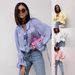 Women's Clothing Spring And Summer Collar Tie Ruffle Shirt Loose Trumpet Sleeve Ladies Shirt_ecoleips.com