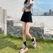 Black Rolled Hem Denim Shorts For Women 2025 Summer New High Waist Loose Slimming A-line Girl Wide Leg Hot Pants_ecoleips.com