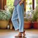 Women's Cotton Linen Straight Casual Pants Loose Fit Elastic Waist Solid Color Summer Fashion With Pocket_ecoleips.com