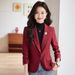 Red Women's Petite Fit Suit Jacket High End Autumn Winter Collection Goddess Style For Spring_ecoleips.com