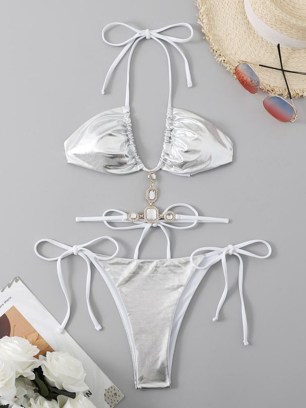 Women's Clothing Bikini Split Swimsuits Bikini Brick And Stone Decorated Swimsuit_ecoleips.com
