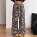 Streetwear Camo Print Jogger Pants For Teens, Elastic Waist Relaxed Fit Wide Leg Trousers, Stretchable & Stylish Polyester Pants_ecoleips.com