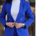 2025 Cross-Border Women's Solid Color Slim-Fit Casual Fashion Waist-Cinching Double-Breasted Two-Piece Suit Set Black_ecoleips.com
