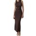 Elegant Slim Fit Pleated Long Dress for Women Sleeveless Slit Design European American Style Fashionable Summer New Arrivals_ecoleips.com