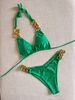 Women's Clothing Sexy Bikini Swimsuit With Large Gold Chain Accessories And Straps, Solid Color Two Piece Swimsuit_ecoleips.com