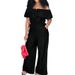 Chic Denim-Look Jumpsuit For Plus Size Women, Open-Back Romper With Shawl Collar, Stretch Comfort In Sizes 1XL To 5XL, Casual Boho Outfit_ecoleips.com