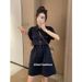 Elegant Workwear For Women, Summer Plus Size, Slimming With Drawstring Design, Versatile A-line Dress_ecoleips.com