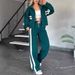 Y2K Women's Striped Zipper Top Jacket Casual Sports Suit Autumn Collection European And American Style Regular Fit_ecoleips.com