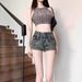 High-Waisted Retro Blue Denim Shorts for Women Sexy Tight Slimming A-Line Hot Pants American Trendy New Summer Style_ecoleips.com
