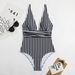 Women's Clothing One Piece Swimsuit Printed Soft Pack Bikini Triangle Striped Sexy Vacation Suit For All Seasons_ecoleips.com