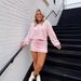 Women's Clothing Casual Striped Color Block Set Long Sleeved Top Elastic Waist Skirt Safety Shorts American Style_ecoleips.com