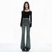 2025 American Retro|High Street Double Button|Long Pants|Extra Long|Elastic Slight Flare Jeans For Women_ecoleips.com