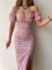 2026 Summer Women's European American Bodycon With Slit And Off-Shoulder Neckline, Stylish Dress For Hot Girls_ecoleips.com