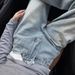 Women's Clothing Light Blue High-Waisted Straight Leg Jeans Women's Rhinestone Design Slimming Loose Fit Narrow Leg Wide Leg Pants_ecoleips.com