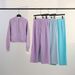 Women's Hooded Loose Sweatshirt Set Fleece Lined Yoga Suit Sports Cardigan Scuba Jacket Half Raise Design_ecoleips.com
