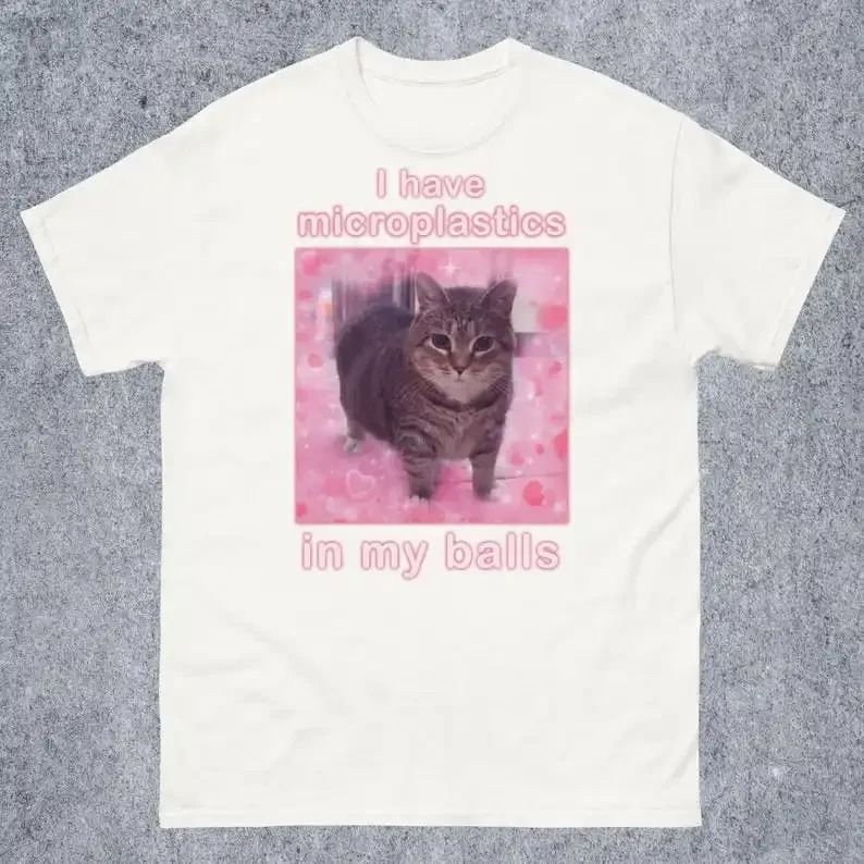 I Have Microplastics In My Balls Funny Cat Meme T-shirt Gift For Women Ironic Cats Shirt Stupid Silly Gifts Goofy Ahh Cat Tee_ecoleips.com