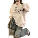 Retro Crew Neck Sweatshirt Fleece Lined Thick Long Sleeve Oversized for Women Men Casual Versatile Autumn Winter Wear_ecoleips.com