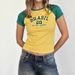 Summer Women's Short Sleeve T-Shirt Slim Fit Top Brazilian Flag Letter Embroidery Sexy World Cup Theme Casual Fashion_ecoleips.com