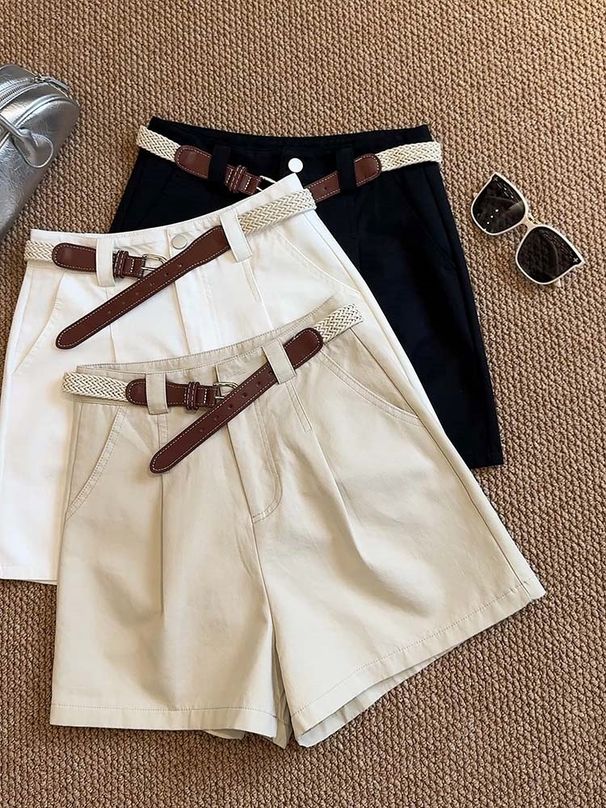 Free Belt~ Temperament Thin Cotton Shorts Summer New Versatile Casual Wide-leg Pants High-waisted Knight Pants_ecoleips.com