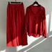 Loose Casual Women's Suit Two Piece Wide Leg Trousers Apricot Color_ecoleips.com