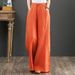 Suitable For All Seasons 2025 Spring Summer Literary Cotton Women's Loose Plus Size Wide Leg High Waist Floor-Length Straight Long Linen Pants_ecoleips.com