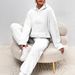 In-stock European American Cross-border 2025 Autumn Winter Solid Color Women's Two-piece Set: Hooded Long-sleeve Top_ecoleips.com