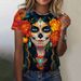 Mexican Day Of The Dead Women's T Shirt 3D Print Rose Catrina Goddess O-Neck Short Sleeve Tees Streetwear Y2k Clothing For Girls_ecoleips.com
