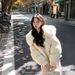 girl Girl 2025 New White Duck Short Down Jacket For Women, Elegant Sweet Warm Solid Color With Fur Collar And Long Sleeves_ecoleips.com