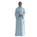 Voya Women's Elegant Chiffon Kaftan Cardigan - Long Open Front Robe With 3D Floral Applique Trim, Blue Beach Cover Up, Summer Evening Wear_ecoleips.com