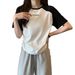 Plus-size Drawstring Niche Short-sleeve T-shirt For Women, 2025 Summer New Style, Loose And Slimming Design, Short_ecoleips.com