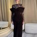Sexy Splicing Lace Bowknot Velvet Party Dress 2026 Spring O Neck Hollow Women Long Dress Summer Slim Bodycon Ladies Maxi Dresses_ecoleips.com