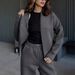 Women's Solid Color European American Style Casual Sportswear Set Top Jacket & Straight Leg Pants Two-Piece Outfit for Summer_ecoleips.com