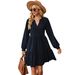 Aria Basics Aria Basics 2023 European American Cross-border Foreign Trade Autumn And Winter New Solid Color V-neck Loose Pleated_ecoleips.com